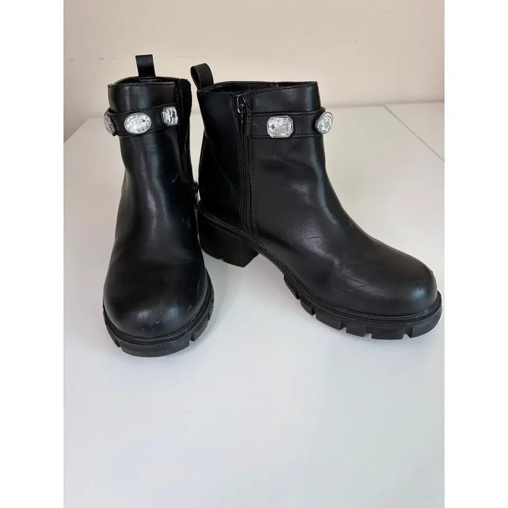 Soda Black Ankle Youth Boot Sz 4 Girls #Embellished #Bedazzled